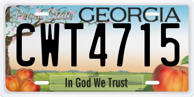 GA license plate CWT4715