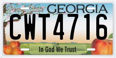 GA license plate CWT4716