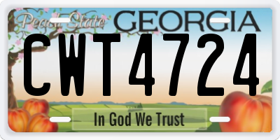 GA license plate CWT4724
