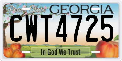 GA license plate CWT4725
