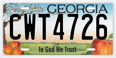 GA license plate CWT4726