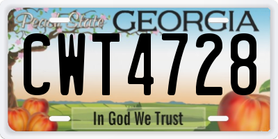GA license plate CWT4728