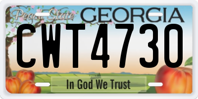GA license plate CWT4730