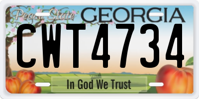 GA license plate CWT4734