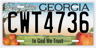 GA license plate CWT4736
