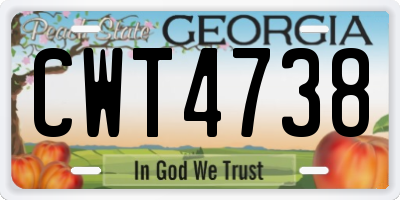 GA license plate CWT4738