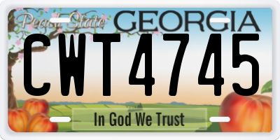 GA license plate CWT4745