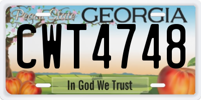 GA license plate CWT4748