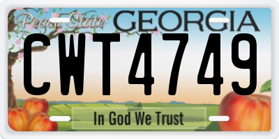 GA license plate CWT4749
