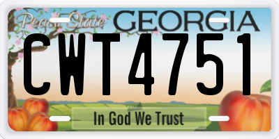 GA license plate CWT4751