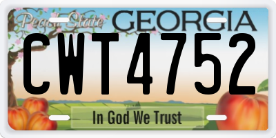 GA license plate CWT4752