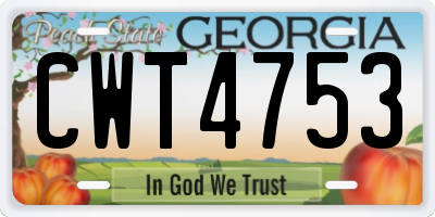 GA license plate CWT4753