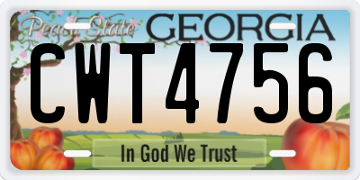 GA license plate CWT4756