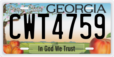 GA license plate CWT4759