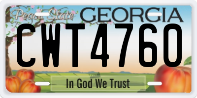 GA license plate CWT4760
