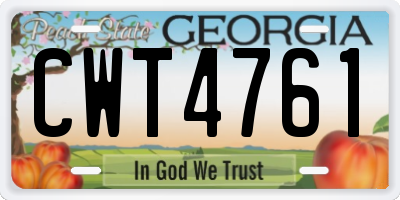 GA license plate CWT4761