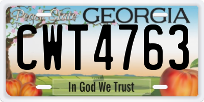 GA license plate CWT4763