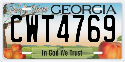 GA license plate CWT4769