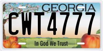 GA license plate CWT4777