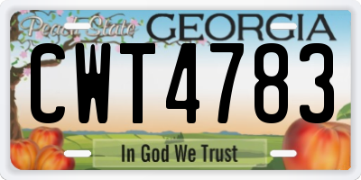 GA license plate CWT4783