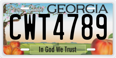 GA license plate CWT4789