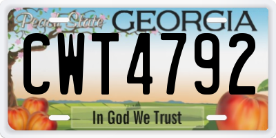 GA license plate CWT4792