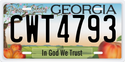 GA license plate CWT4793