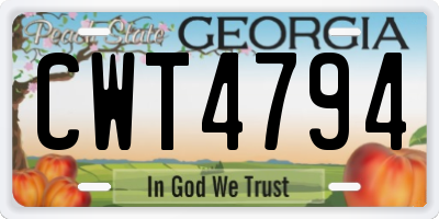 GA license plate CWT4794