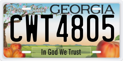 GA license plate CWT4805