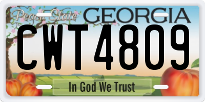 GA license plate CWT4809