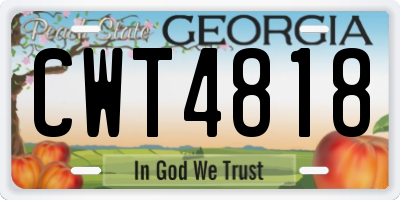 GA license plate CWT4818