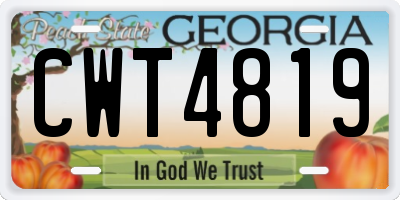 GA license plate CWT4819