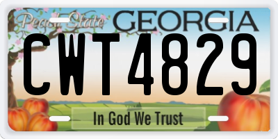 GA license plate CWT4829