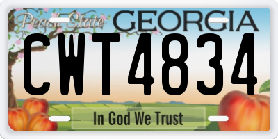 GA license plate CWT4834