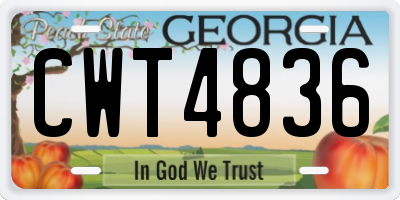GA license plate CWT4836