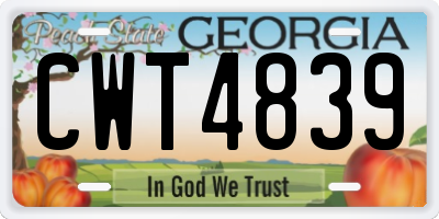 GA license plate CWT4839