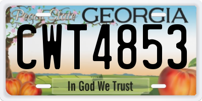 GA license plate CWT4853