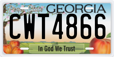 GA license plate CWT4866