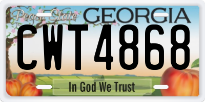 GA license plate CWT4868