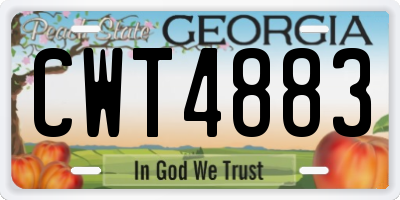 GA license plate CWT4883