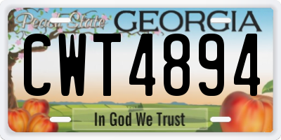 GA license plate CWT4894