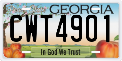 GA license plate CWT4901