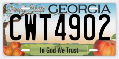 GA license plate CWT4902