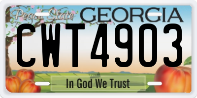 GA license plate CWT4903