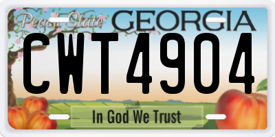 GA license plate CWT4904
