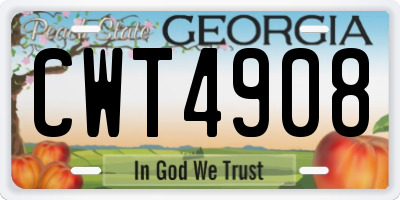GA license plate CWT4908