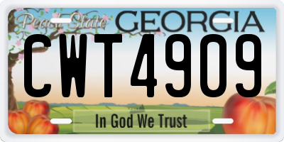 GA license plate CWT4909
