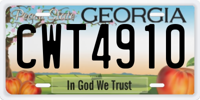 GA license plate CWT4910