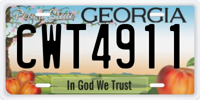 GA license plate CWT4911
