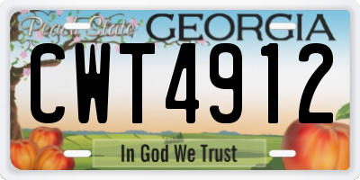 GA license plate CWT4912